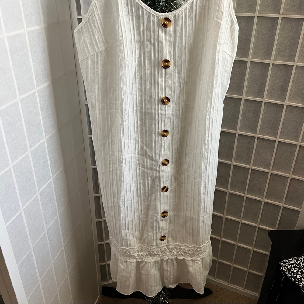 White Button-Down Dress NWOT